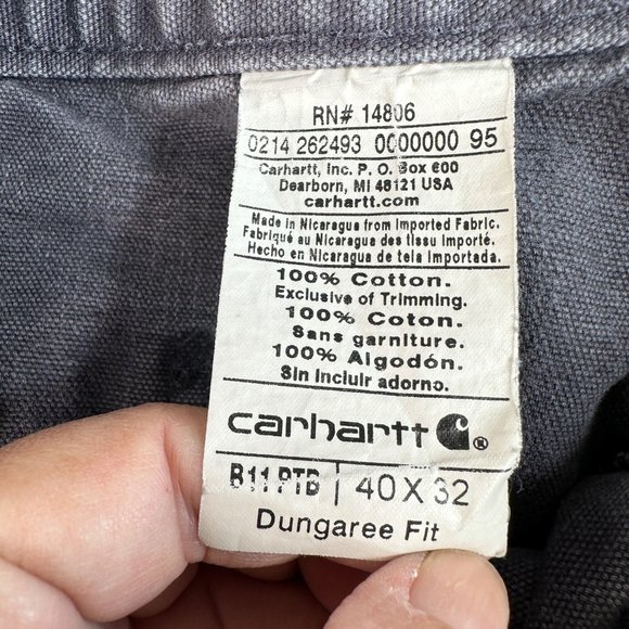 Carhartt Men's Loose Fit Washed Duck Gray Utility Work Pant Bungaree Fit 40x32 - Picture 3 of 8